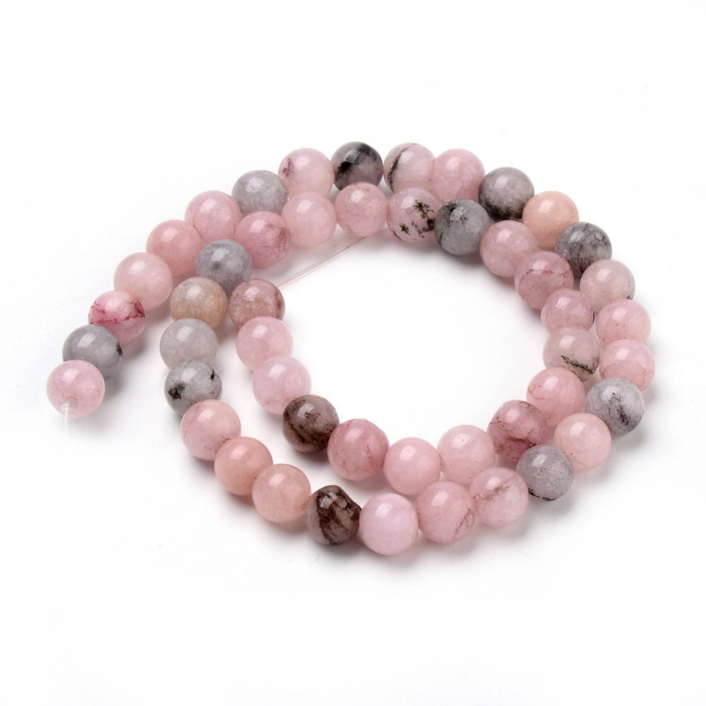 Natural Cherry Blossom Jasper Bead Strands, Round, Pink Color. Semi-precious Gemstone Cherry Blossom Jasper Beads for DIY Jewelry Making.  High Quality Beads. Size: 8mm in diameter, hole: 1mm, approx. 47pcs/strand, 15.25 inches long.
