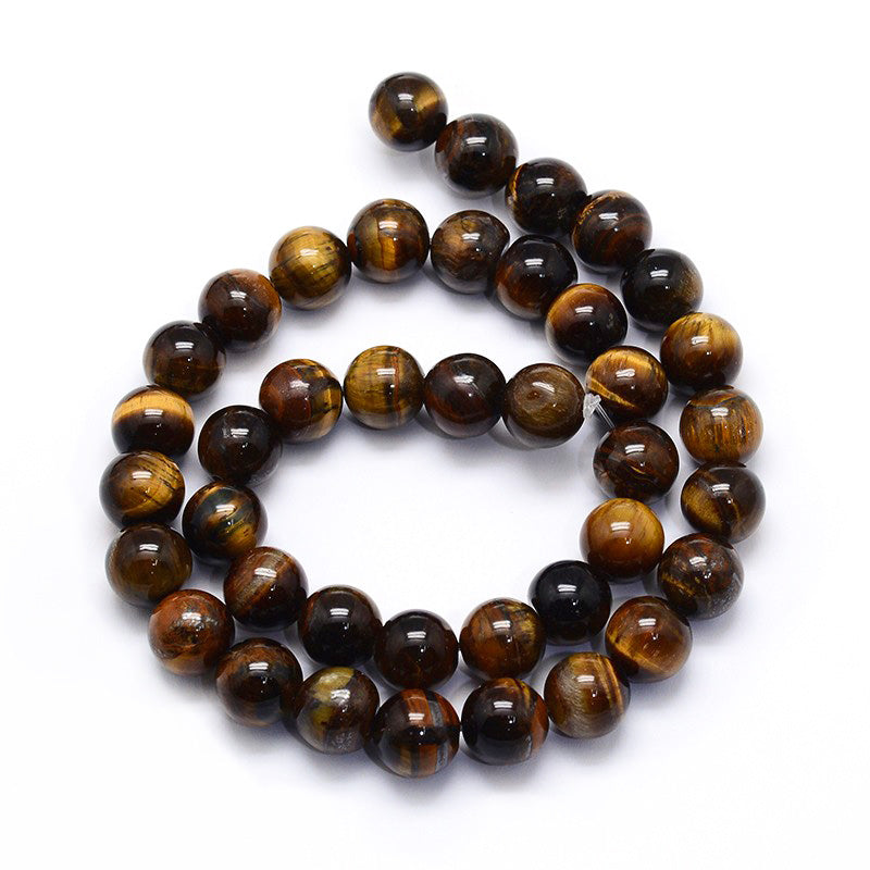 Natural Tiger Eye Beads, Round, Yellow Color. Semi-precious Gemstone Tiger Eye Beads for DIY Jewelry Making.  High Quality Beads for Making Mala Bracelets. Size: 4mm in diameter, hole: 0.8mm, approx. 89pcs/strand, 15 inches long.