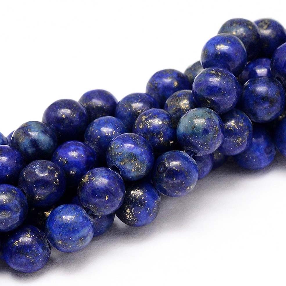 Natural Lapis Lazuli Beads, Round, Round, Deep Blue Color. Semi-precious Lapis Lazuli Gemstone Beads for DIY Jewelry Making.    Size: 10mm in diameter, hole: 1mm, approx. 38pcs/strand, 15 inches long.  Material: Natural Lapis Lazuli Beads, Round, Dyed Dark Blue Color. Polished Finish.