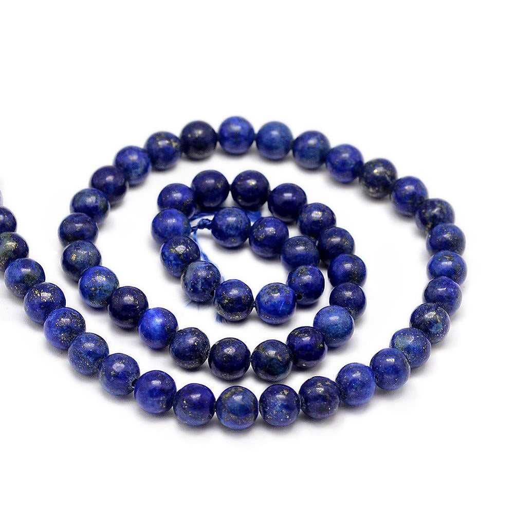 Natural Lapis Lazuli Beads, Round, Dyed, Round, Intense Deep Blue Color. Semi-precious Lapis Lazuli Gemstone Beads for DIY Jewelry Making.   Size: 6mm in diameter, hole: 1mm, approx. 63pcs/strand, 14.75 inches long.  Material: Genuine Natural Dark Blue Lapis Lazuli Bead Strand, Round, Loose Stone Beads. Quality Stone Beads. Intense Dark Blue Color. Shinny, Polished Finish.