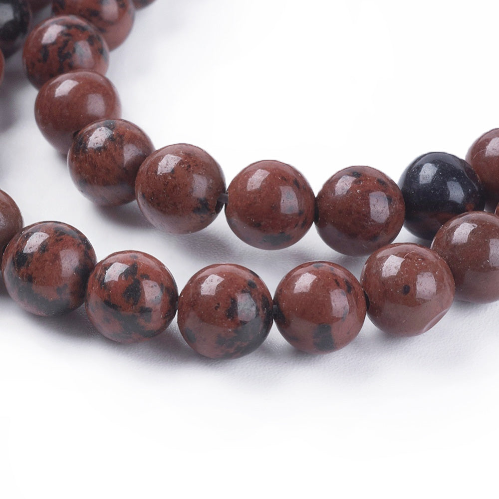 Natural Mahogany Obsidian Beads, Round, Mahogany Brown Color. Semi-Precious Gemstone Beads for DIY Jewelry Making.       Size: 4mm Diameter, Hole: 1mm, approx. 85pcs/strand, 15" Inches Long. bead lot
