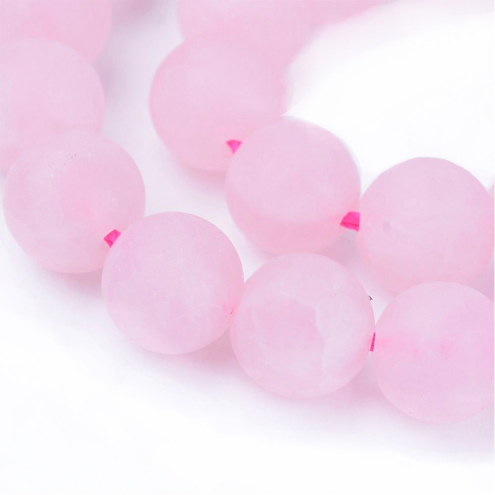Natural Rose Quartz Beads Strands, Round, Frosted. Matte Rose Quartz Gemstone Beads for DIY Jewelry Making. Pale Pink, Matte Semi-precious Rose Quartz Bead Strands.  Size:  8mm diameter, hole: 1mm; approx. 47pcs/strand, 15.5" inches long. bead lot