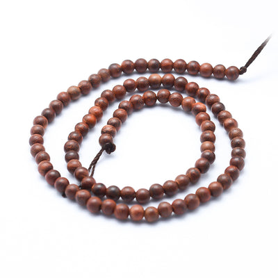 Natural Rosewood Beads Strands, Round, Dyed Wooden Bead Strands for DIY Jewelry Making. Premium Quality Wood Beads.   Size: about 6mm in diameter, hole: 1mm; about 64pcs/strand, 15.7"