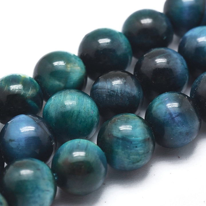 Tiger Eye Beads, Semi-Precious Stone, Teal Blue Color