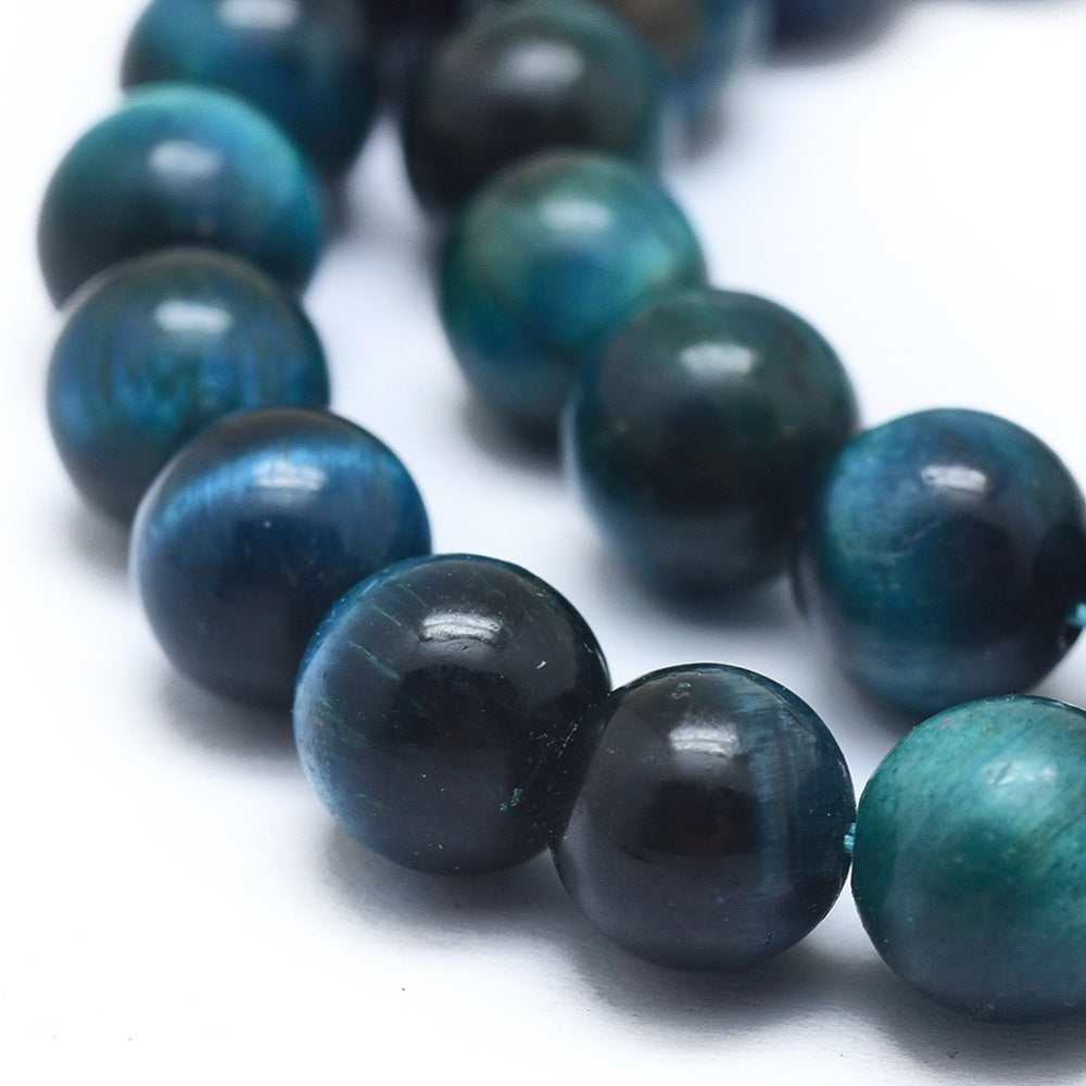 Tiger Eye Beads, Semi-Precious Stone, Teal Blue Color