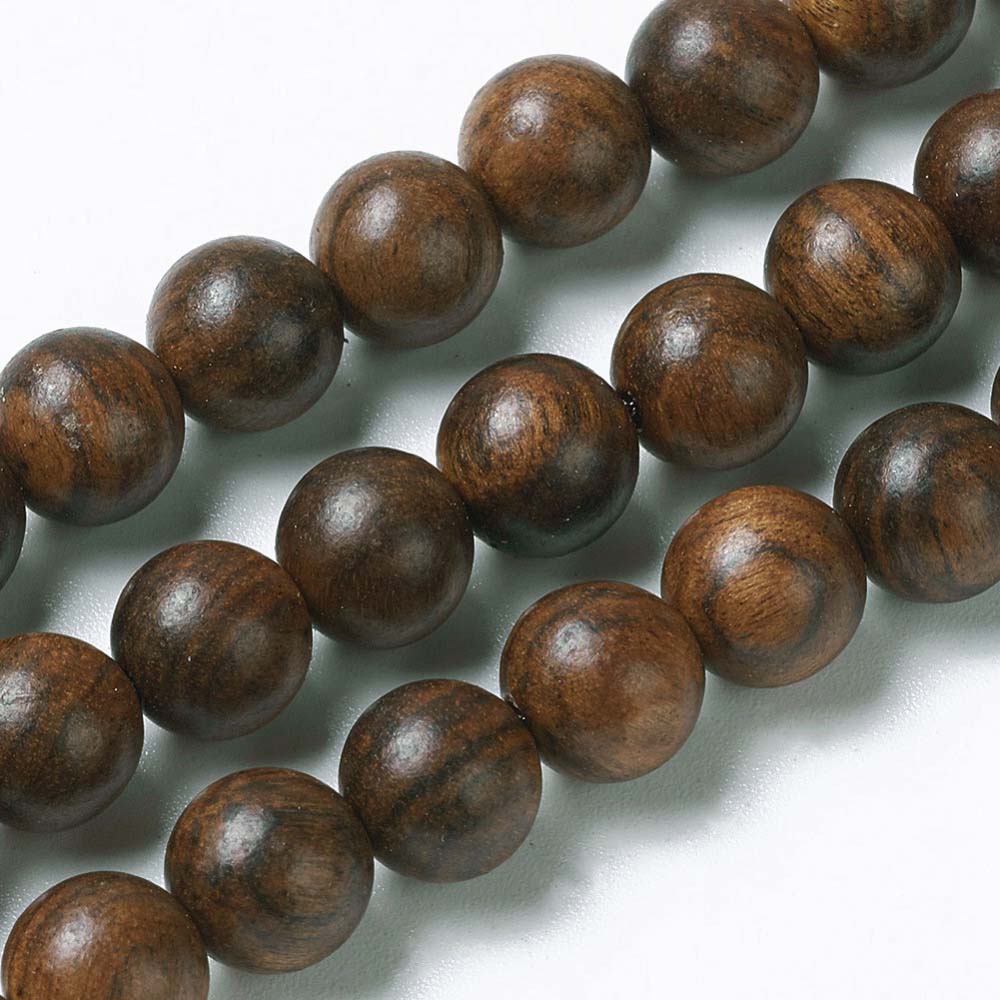 Wood Beads, Coconut Brown, 10mm, 38pcs/strand, 14.9inches
