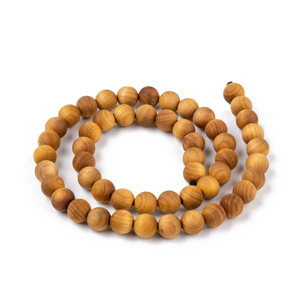 Natural Wood Beads, Round, Yellowish Brown Colored Wooden Bead Strand for DIY Jewelry Making Projects.  Size: 8-8.5mm Diameter, hole: 1.2mm; QTY: 48pcs/strand, 15.9 inches  Material: Natural Round Wooden Beads.