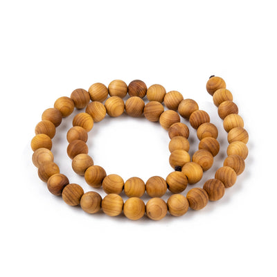 Natural Wood Beads, Round, Yellowish Brown Colored Wooden Bead Strand for DIY Jewelry Making Projects.  Size: 8-8.5mm Diameter, hole: 1.2mm; QTY: 48pcs/strand, 15.9 inches  Material: Natural Round Wooden Beads.