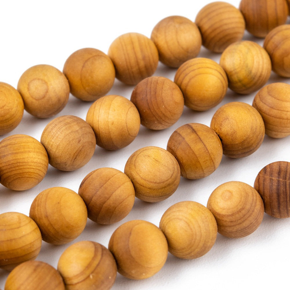 Natural Wood Beads, Round, Yellowish Brown Colored Wooden Bead Strand for DIY Jewelry Making Projects.  Size: 8-8.5mm Diameter, hole: 1.2mm; QTY: 48pcs/strand, 15.9 inches  Material: Natural Round Wooden Beads.