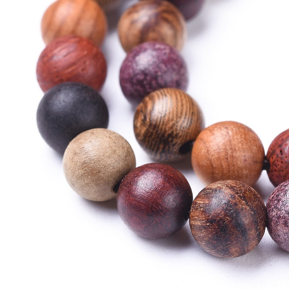 Natural Wood Beads Strands, Round, Colorful Multi-colored Wooden Bead Strands for DIY Jewelry Making. Premium Quality Wood Beads Size: about 6mm in diameter, hole: 1mm; approx. 64pcs/strand, 15.7"