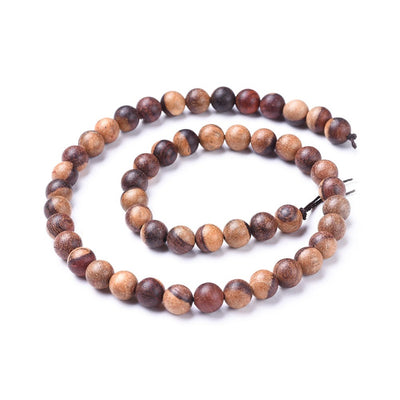 Natural Wood Beads Strands, Round, Saddle Brown Wooden Bead Strands for DIY Jewelry Making. Premium Quality Wood Beads. Great for Bracelets & Necklaces.  Size: 6mm in Diameter, Hole: 1mm; approx. 64pcs/strand, 15.5'' inches long. bead lot