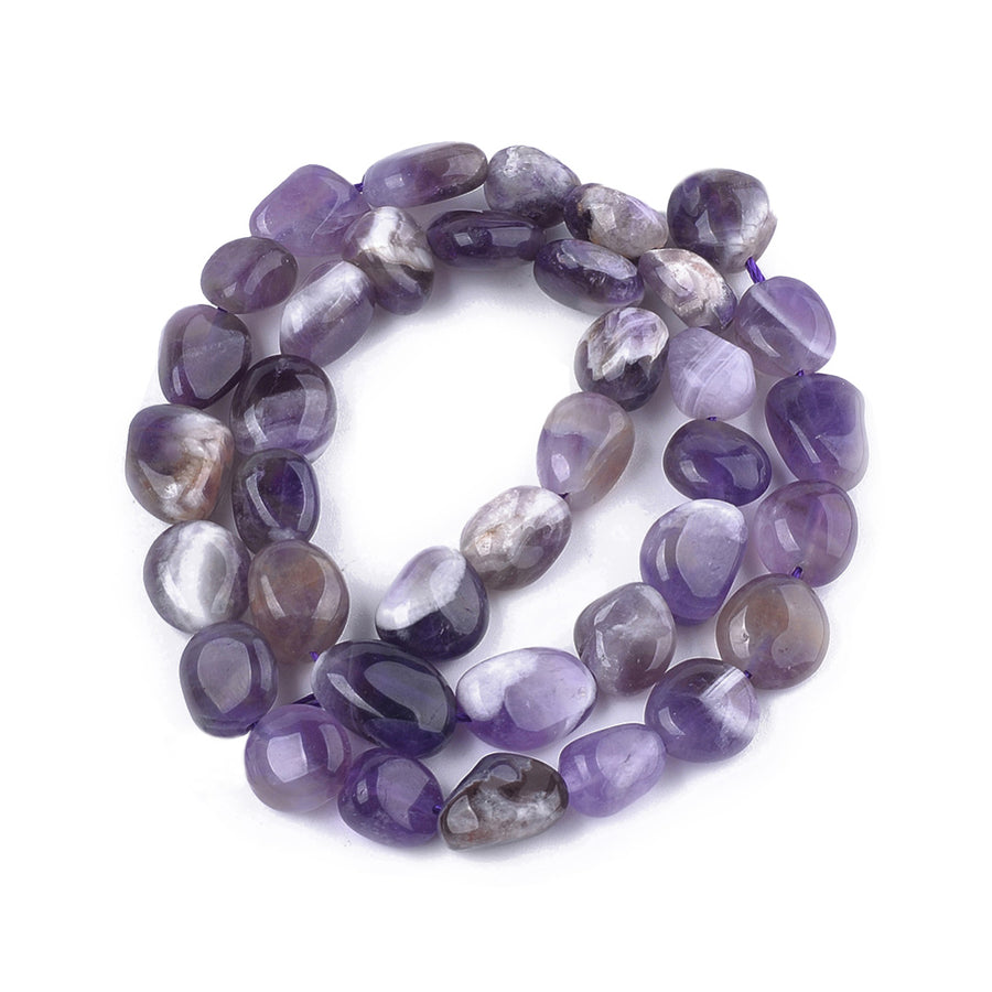 Amethyst Stone Beads. Amethyst Nuggets, Purple color. Natural Large Stone Chip Beads for DIY Jewelry Making.  Size: 8-19mm Length, 8-12mm Width, 4-8mm Thick, Hole: 1mm; 36pcs/strand; 15 Inches Long.  Material: Genuine Natural Amethyst Beads, Dog Tooth Amethyst Stone Nuggets. Polished, Shinny Finish.