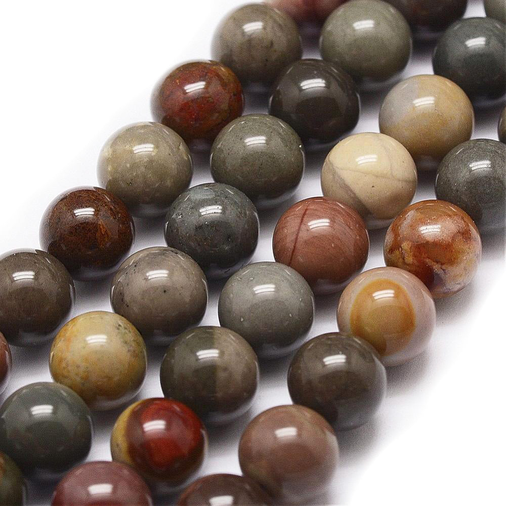 Gorgeous New Ocean Jasper Beads, Round, Turquoise Blue and Brown Color. Semi-Precious Gemstone Beads for DIY Jewelry Making. Great for Mala Bracelets.  Size: 6mm Diameter, Hole: 1mm; approx. 61pcs/strand, 15" Inches Long. www.beadlot.com