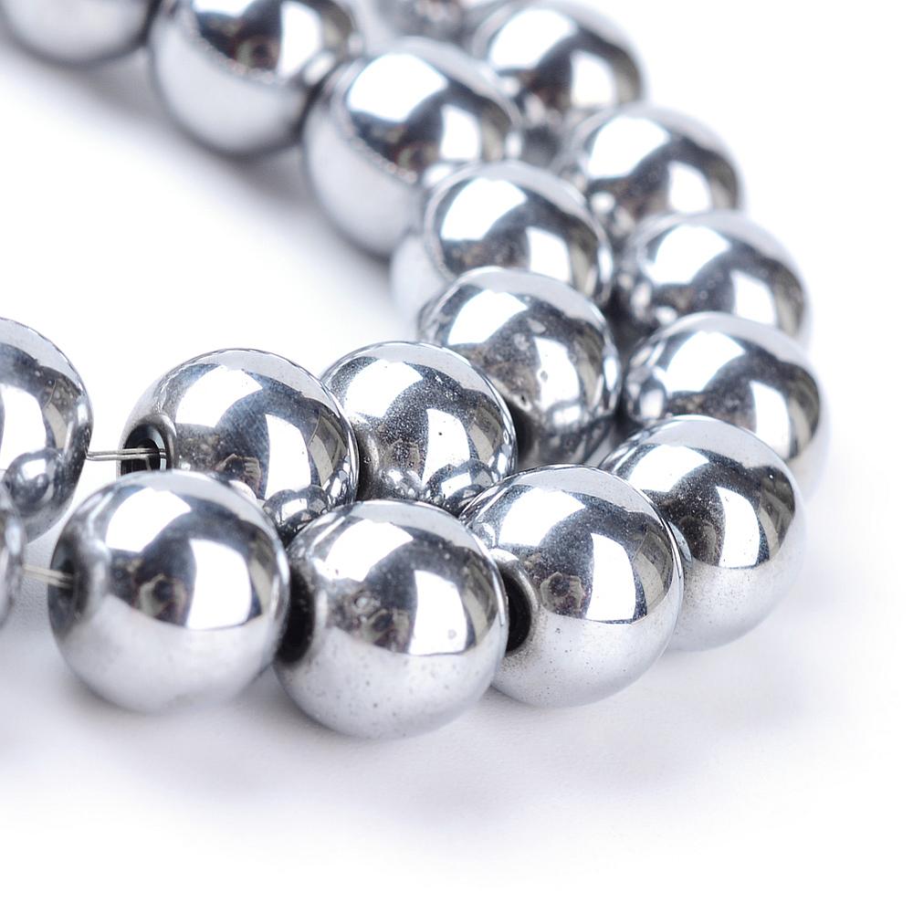Non-magnetic Hematite Beads, Platinum Plated, 4mm, 96pcs/strand