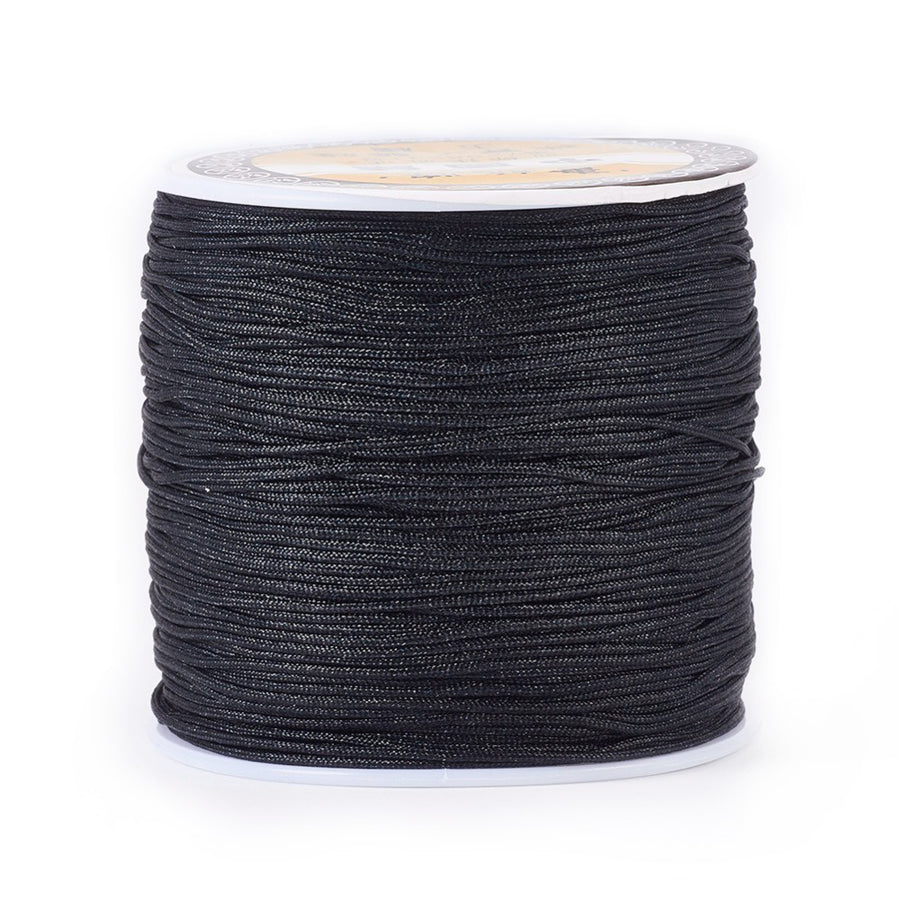 Nylon Thread, Nylon Beading String, Black Color Nylon Cord for Beading Jewelry.  Size: 0.8mm, approx. (105 yards) 100m/roll.  Material: Nylon