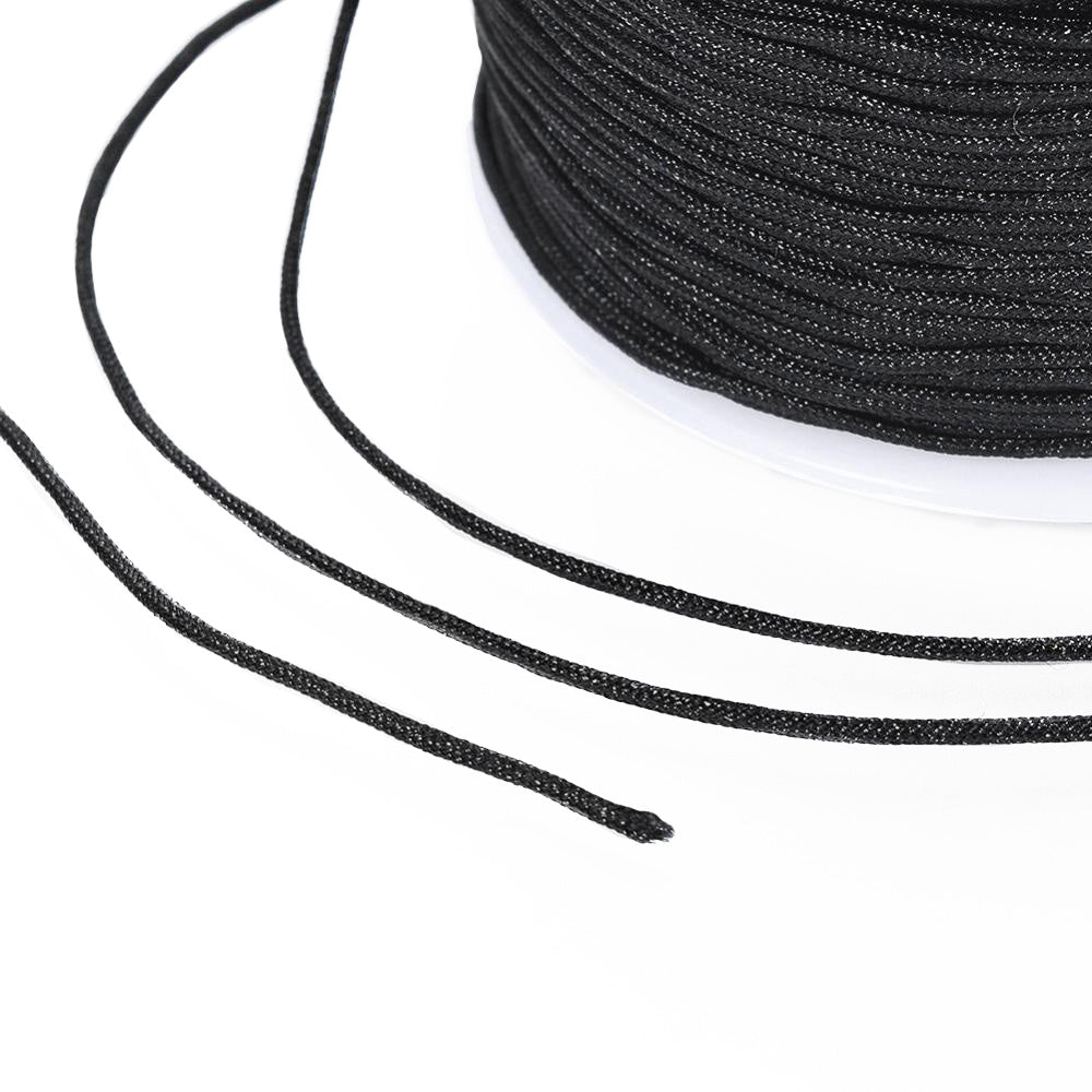 Nylon Thread, Nylon Beading String, Black Color Nylon Cord for Beading Jewelry.  Size: 0.8mm, approx. (105 yards) 100m/roll.  Material: Nylon