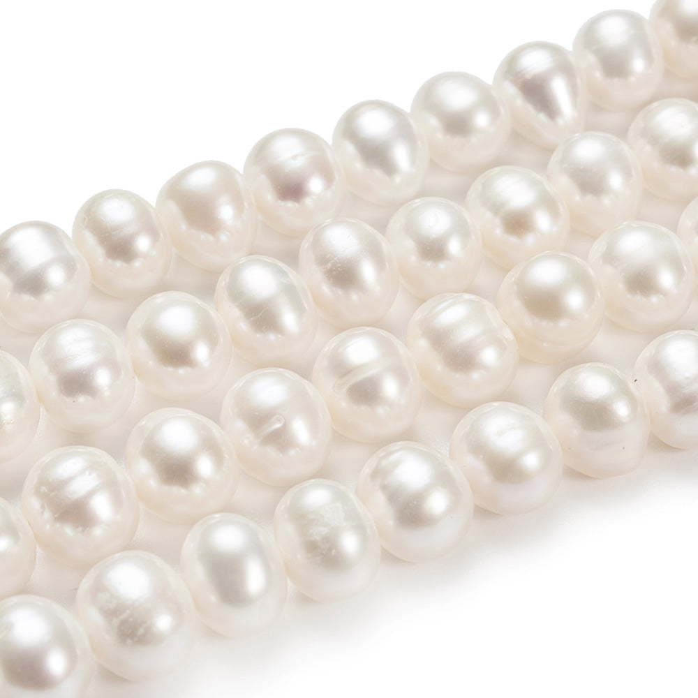 Freshwater Pearl Beads, Potato Shape, Floral White Color. Natural Pearls for DIY Jewelry.  Material: Premium Grade "A" Pearl Beads. Cultured Freshwater Pearls, Round Oval, Floral White Color.   Size: 7-8mm Diameter, Hole: 0.8mm, approx. 58pcs/strand, 15 inch/strand.