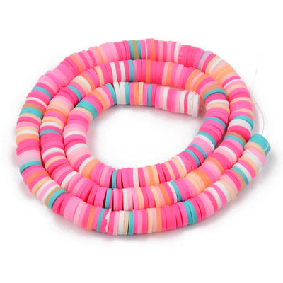Handmade Polymer Clay Beads, Flat Disc Shape, Hot Pink Color. Polymer Clay Heishi Spacer Beads for DIY Jewelry Making Craft Supplies. Great for Stretch Bracelets. 6mm High Quality Polymer Clay, Heishi Loose Beads. Bright, Vibrant, Hot Pink Color, Multi-Color, Disc Shaped, Lightweight Beads. Smooth Finish. Hot Pink Spacer Disc Beads.