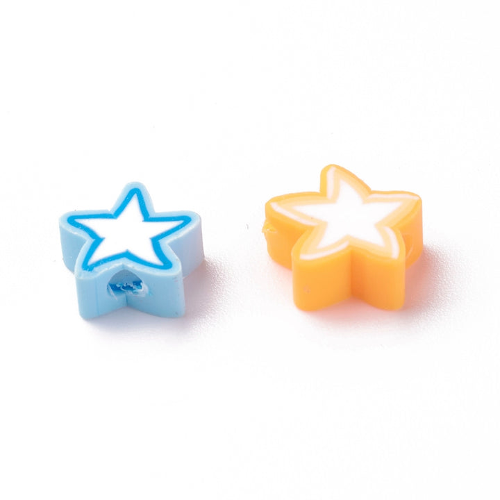 Handmade Polymer Clay Beads, Assorted Star Shapes, Mixed Color. Colorful Emoji Polymer Clay Spacer Beads for DIY Jewelry Making. Great for Stretch Bracelets. High Quality Polymer Clay. Multi-Color Assorted Star Shaped Lightweight Spacer Beads. Smooth Finish.