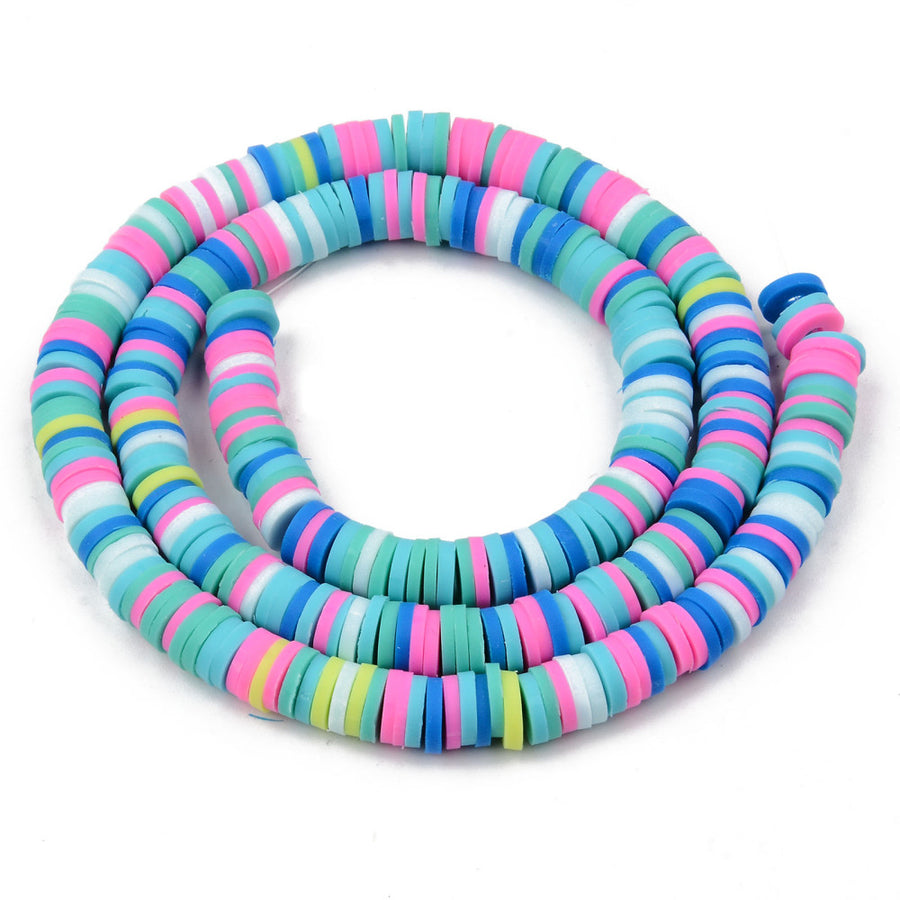 Handmade Polymer Clay Beads, Flat Disc Shape, Turquoise Color. Polymer Clay Heishi Spacer Beads for DIY Jewelry Making Craft Supplies. Great for Stretch Bracelets. 6mm High Quality Polymer Clay, Heishi Loose Beads. Bright, Vibrant, Turquoise Color, Multi-Color, Disc Shaped, Lightweight Beads. Smooth Finish.