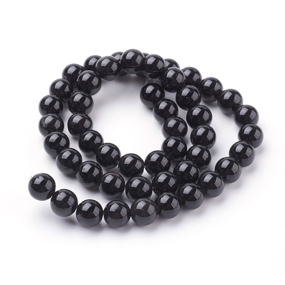 Black Obsidian Beads, Black Color. Semi-precious Gemstone Beads for DIY Jewelry Making.   Size: 4mm Diameter, Hole: 1mm approx. 80-84pcs/strand, 15 Inches Long.  Material: Genuine Grade "AA" Obsidian Stone Beads, Black Color. Shinny, Polished Finish. 
