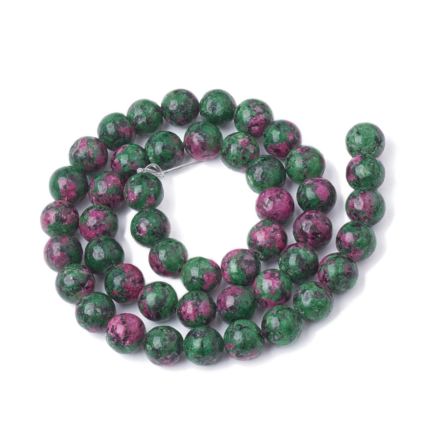 ruby zoisite stone beads for DIY jewelry making. Affordable Ruby in Zoisite gemstone beads for mala bracelets. 10mm semi-precious beads