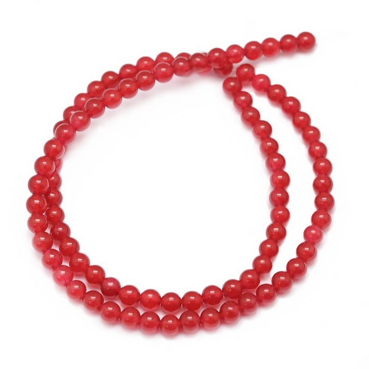 Red Jade Beads, Semi-Precious Stone, 4mm, 90pcs/strand