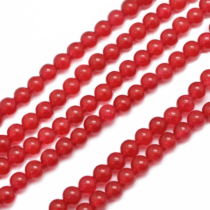Red Jade Beads, Semi-Precious Stone, 4mm, 90pcs/strand