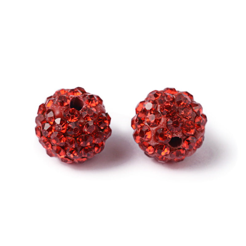 Pave Rhinestone Studded Spacer Beads, Red Color Beads with Red Color Rhinestones. Spacers for DIY Jewelry Making. Lovely Focal Beads.  Size: 9-10mm Diameter, Hole: 1.5mm, Quantity: 10pcs/package.  Material: Rhinestone Studded Polymer Clay Pave Crystal Ball Beads. 6 Rows of Rhinestones. Red Base with Red Colored Rhinestones. Shinny Sparkling Crystal Disco Balls. 