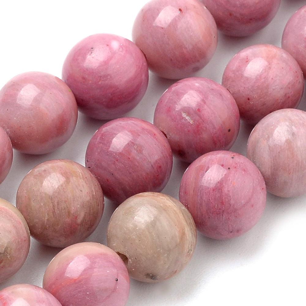 Premium Grade Rhodonite Beads, Round, Pink Color. Semi-Precious Gemstone Beads for DIY Jewelry Making. Gorgeous Pink Beads.  Size: 10mm Diameter, Hole: 1mm; approx. 36-38pcs/strand, 15" Inches Long.  Material: Genuine Rhodonite Beads Natural Stone Beads. Pink Color. Polished Finish. 