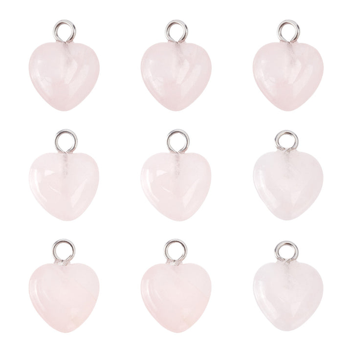 Rose Quartz Charms, Semi-Precious Gemstone Pendants, Heart, 13x10mm, 1pcs/package