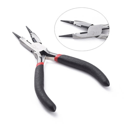 Gunmetal Black Jewelry Plier and Wire Cutter for DIY Jewelry Making Projects. Round Nose Pliers. Affordable Jewelry Making Supplies and Tools.  Material: Carbon Steel Pliers, 5 inches Long, Gunmetal Black Color.