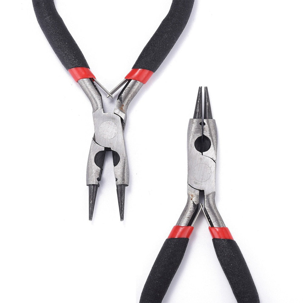 Gunmetal Black Jewelry Plier and Wire Cutter for DIY Jewelry Making Projects. Round Nose Pliers. Affordable Jewelry Making Supplies and Tools.  Material: Carbon Steel Pliers, 5 inches Long, Gunmetal Black Color.