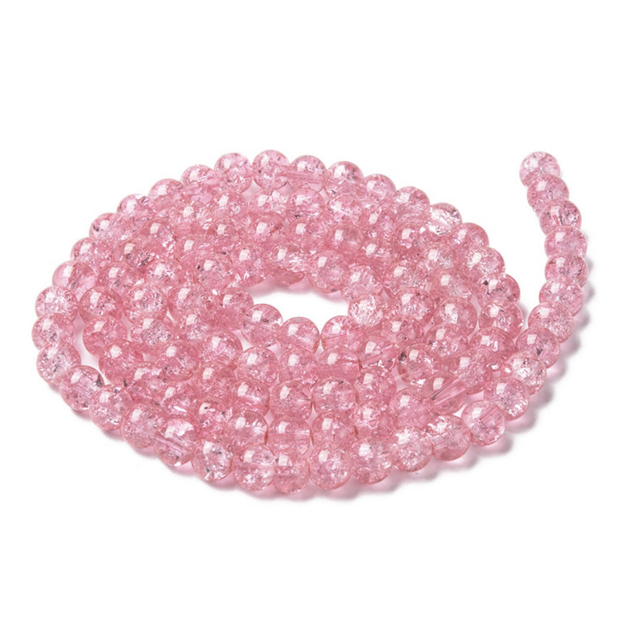 Crackle Glass Beads, Round, Salmon Pink Color. Glass Bead Strands for DIY Jewelry Making. Affordable, Colorful Crackle Beads.   Size: 8mm Diameter Hole: 1.3mm; approx. 100pcs/strand, 31" Inches Long.  Material: The Beads are Made from Glass. Crackle Glass Beads, Light Salmon Pink Colored Beads. Polished, Shinny Finish.