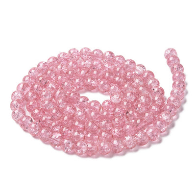 Crackle Glass Beads, Round, Salmon Pink Color. Glass Bead Strands for DIY Jewelry Making. Affordable, Colorful Crackle Beads.   Size: 8mm Diameter Hole: 1.3mm; approx. 100pcs/strand, 31" Inches Long.  Material: The Beads are Made from Glass. Crackle Glass Beads, Light Salmon Pink Colored Beads. Polished, Shinny Finish.
