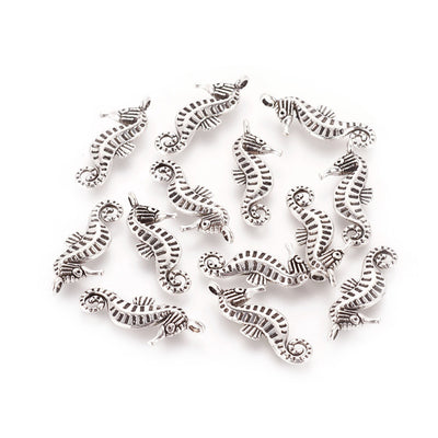 Tibetan Seahorse Charm Beads, Antique Silver Colored Charms for DIY Jewelry Making. Charms for Bracelet and Necklace Making.