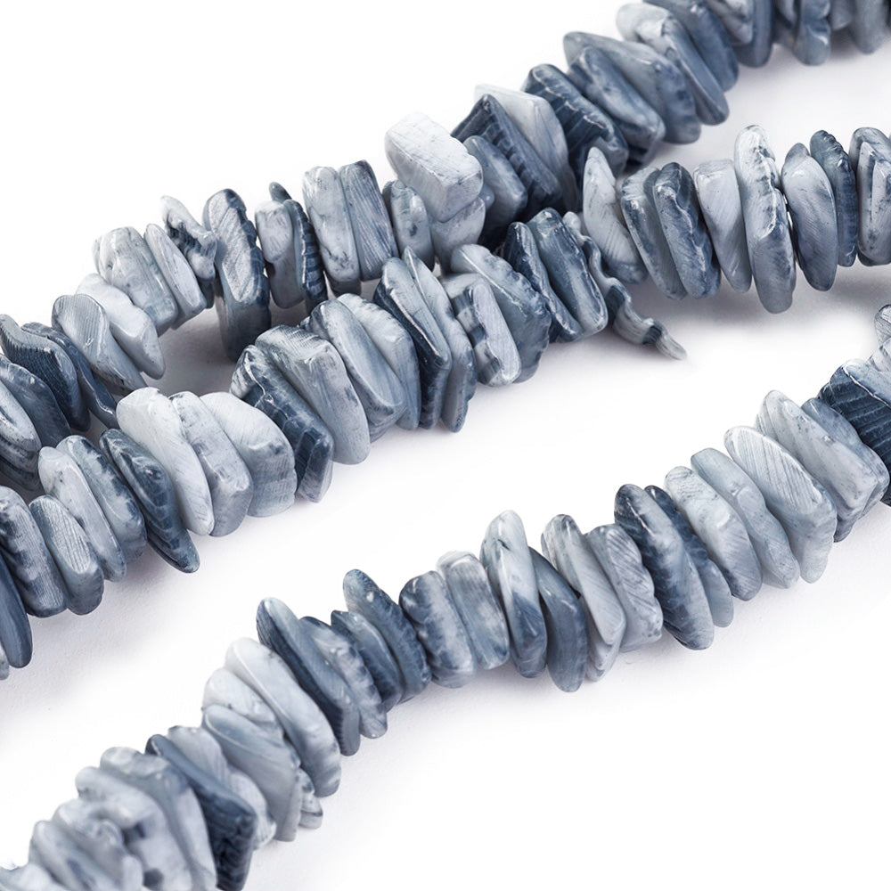 Shell Beads, Chips, Light Blue Color, 10x8x4mm, 15" Inch/Strand