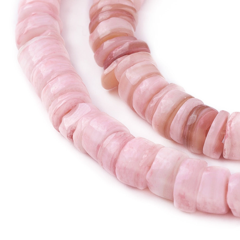Shell Beads, Chips, Shell Nuggets, Pink Color. Freshwater Shell Nugget Beads for Jewelry Making. Affordable High Quality Beads for Jewelry Making.  Size: 4.9-6mm Width, Hole: 1.2mm; approx. 15" inches long.  Material: The Beads are Natural Shell Beads, dyed pink color. 