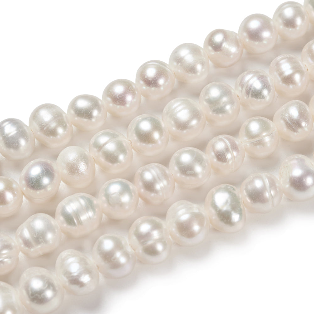 Freshwater Pearl Beads, Potato Shape, Old Lace/White Color. Natural Pearls for DIY Jewelry.  Material: Cultured Freshwater Pearls, Potato, Old Lace.   Size: 5-6mm Diameter, Hole: 0.8mm, approx. 55 pcs/strand, 14 inch/strand.