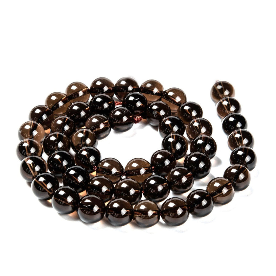Natural Smoky Quartz Beads, Round, Smoky Brown Color. Semi-Precious Gemstone Beads for DIY Jewelry Making. Gorgeous, High Quality Natural Stone Beads.  Size: 8mm Diameter, Hole: 1mm; approx. 45pcs/strand, 15" Inches Long.  Material: Genuine Smoky Quartz Beads, High Quality, Smoky Brown Color. Polished, Shinny Finish. 