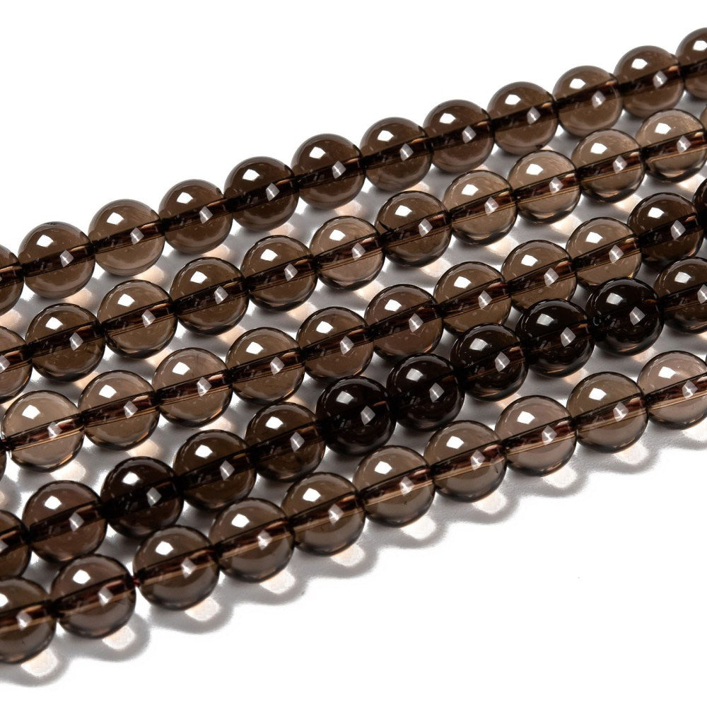 Natural Smoky Quartz Beads, Round, Smoky Brown Color. Semi-Precious Gemstone Beads for DIY Jewelry Making. Gorgeous, High Quality Natural Stone Beads.  Size: 8mm Diameter, Hole: 1mm; approx. 45pcs/strand, 15" Inches Long.  Material: Genuine Smoky Quartz Beads, High Quality, Smoky Brown Color. Polished, Shinny Finish. 