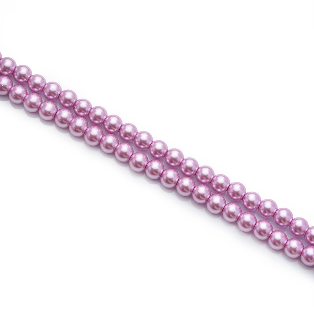 Glass Pearl Beads Strands, Round, Lilac Color Pearls. Metallic Lilac Beads for DIY Jewelry Making. Great Pearls for Stretch Bracelets and Necklaces.  Size: 4mm in diameter, hole: 0.5mm, approx. 215pcs/strand, 32" inches/strand.   Material: The Beads are Made from Glass. Lilac Colored Beads. Polished, Shinny Finish.