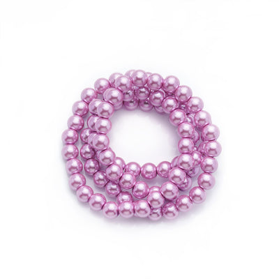 Glass Pearl Beads Strands, Round, Lilac Color Pearls. Metallic Lilac Beads for DIY Jewelry Making. Great Pearls for Stretch Bracelets and Necklaces.  Size: 4mm in diameter, hole: 0.5mm, approx. 215pcs/strand, 32" inches/strand.   Material: The Beads are Made from Glass. Lilac Colored Beads. Polished, Shinny Finish. www.beadlot.com