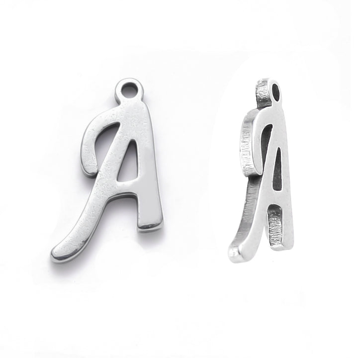 304 Stainless Steel Alphabet Charm Beads, Stainless Steel Color. Silver Colored Letter A-Z Charms for DIY Jewelry Making. Alphabet Charms for Bracelet and Necklace Making. Laser Cut 304 Stainless Steel Alphabet Charms. Silver Color. Shinny Finish. These A-Z Letter Charms are Suitable for Necklaces, Earrings, Anklets, Bracelets, and other Creative Projects. www.beadlot.com
