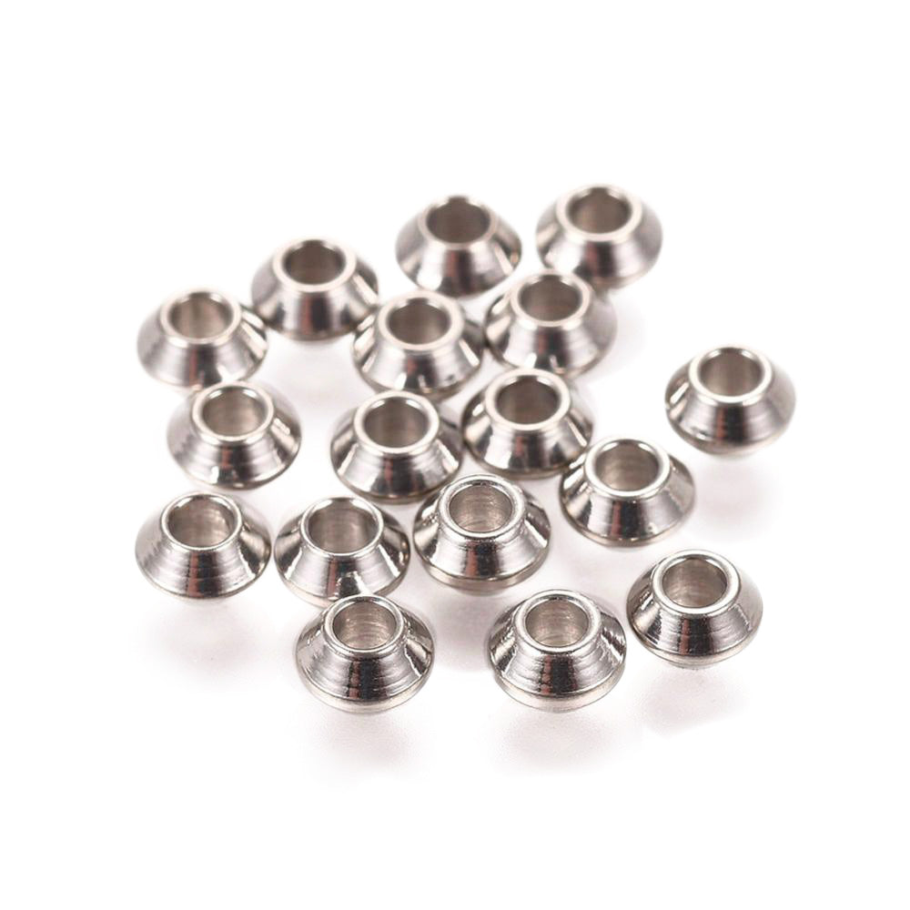 304 Stainless Steel Spacer Beads, Bicone, 4x2mm, 25pcs/bag