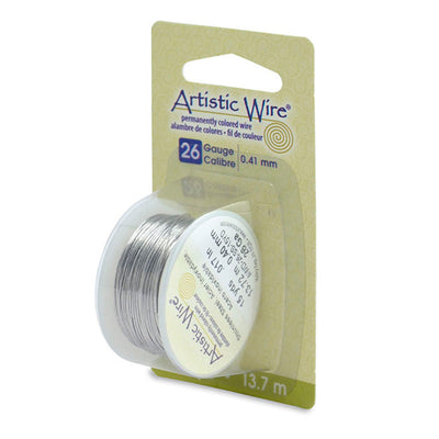 Stainless Steel Craft Wire for DIY Jewelry Making and Wire Wrapping Projects.  Size: 26 Gauge (0.41mm) Stainless Steel Craft Wire, 15 yd/13.7m Length.  Color: Silver  Material: Stainless Steel Wire, Tarnish Resistant Wire.  Brand: Artistic Wire