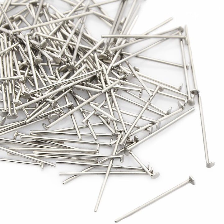 304 Stainless Steel Flat Head Pins, 26x0.6mm, approx. 100pcs/package