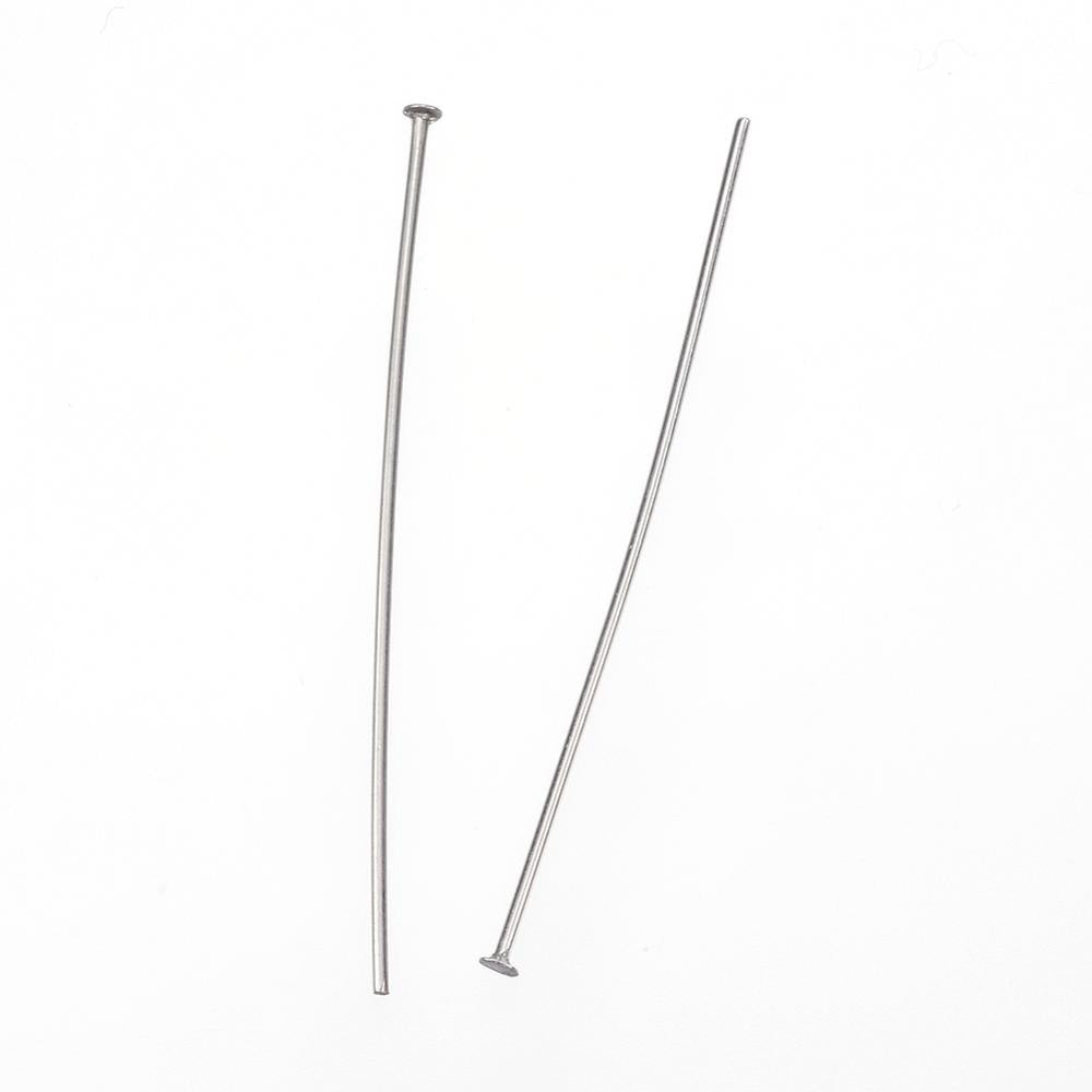 304 Stainless Steel Flat Head Pins for DIY Jewelry Making. Stainless Steel Color Flat Head Pins.  Size: 40mm Length, 0.7mm Diameter, approx. 100 pcs/package.  Material: 304 Stainless Steel Flat Head Pin.