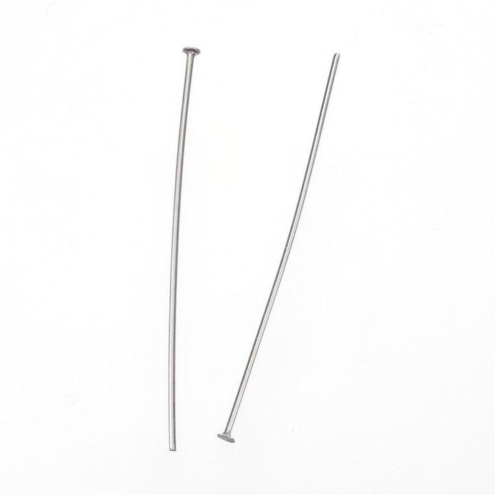 304 Stainless Steel Flat Head Pins for DIY Jewelry Making. Stainless Steel Color Flat Head Pins.  Size: 40mm Length, 0.7mm Diameter, approx. 100 pcs/package.  Material: 304 Stainless Steel Flat Head Pin.