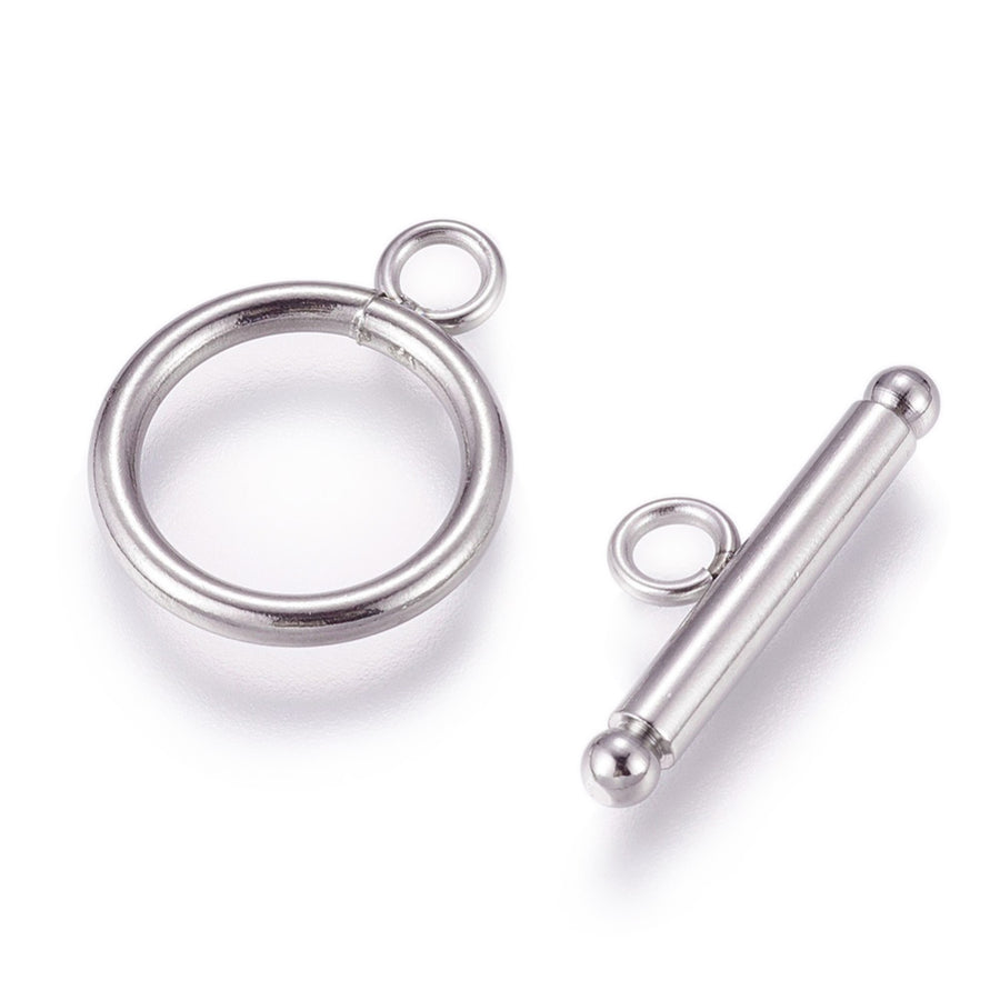 Tibetan Toggle Ring Clasp for DIY Jewelry Making. Antique Silver Color, Round Clasps.  Size: Ring: 21x16mm, Bar: 23x3mm, Hole: 2mm, 1 set/package.  Material: 304 Stainless Steel Toggle Clasps, Stainless Steel Silver Color Clasps. 